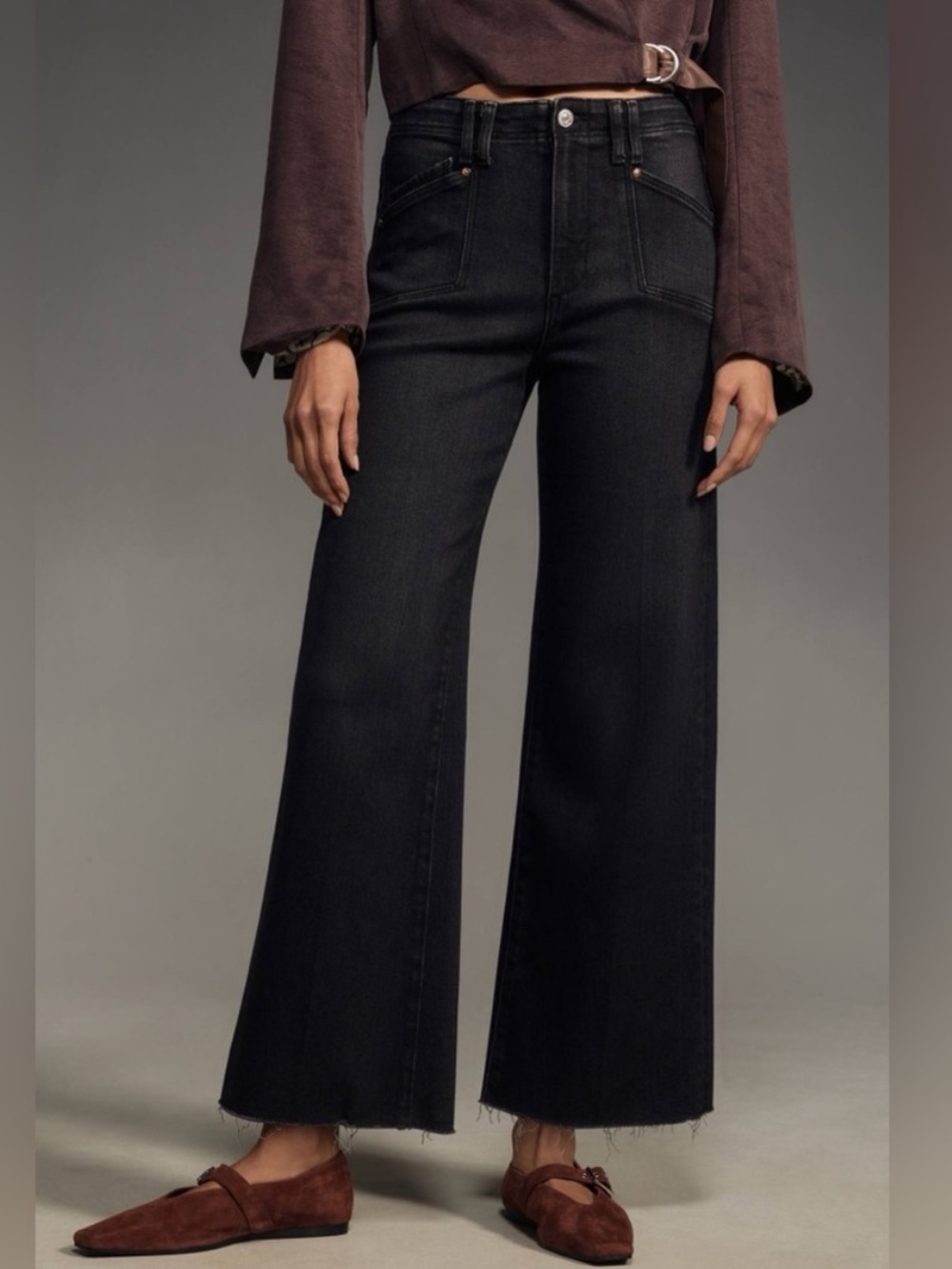 Anthropologie x PAIGE Anessa High Rise Crop Wide Leg Jeans Size 29 NWT - Picture 2 of 15